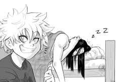 rabiscosetal:  - Get out of my bed!- What time is it? ♣OK I