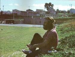 crawfordwb: Jim Morrison putting on his Adidas, in Redondo Beach,