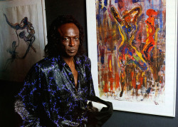 spacegirllllllllll:moderndaykathleencleaver:  themaninthegreenshirt:  Miles Davis and his [other] art. Miles didn’t begin to draw and paint until he was in his mid-fifties, during the early 1980’s and a period of musical inactivity. Miles being Miles,