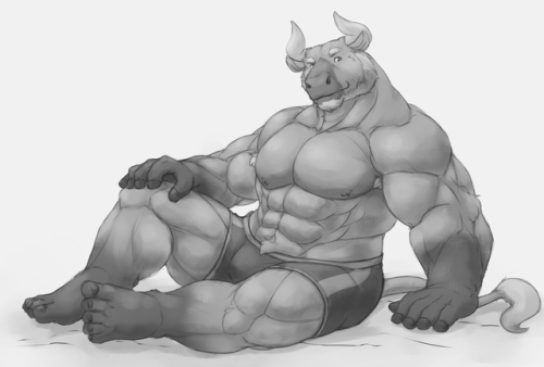 ralphthefeline:Was having some cravings for beefy buff bulls so decided to draw himself one~! Bet he will yield a lot of beef~! Bulls are probably one of the most fav species for anthros personally~!