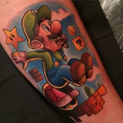 gamerink:  Luigi tattoo done by Dave Grannon Tattooer.