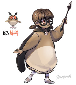 tamtamdi:  Pokemon Gijinka163.  Hoothoot  164.  Noctowl  