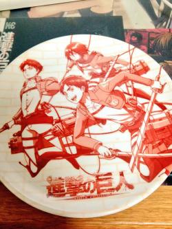 Plate with a Eren, Mikasa, and Levi design from the “Friends