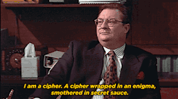 newsradiogifs:  I am a cipher. A cipher wrapped in an enigma,