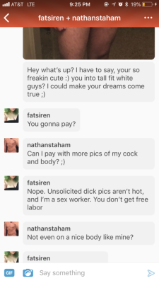 fatsiren:@whotoblock username nathanstaham, sent me an unsolicited