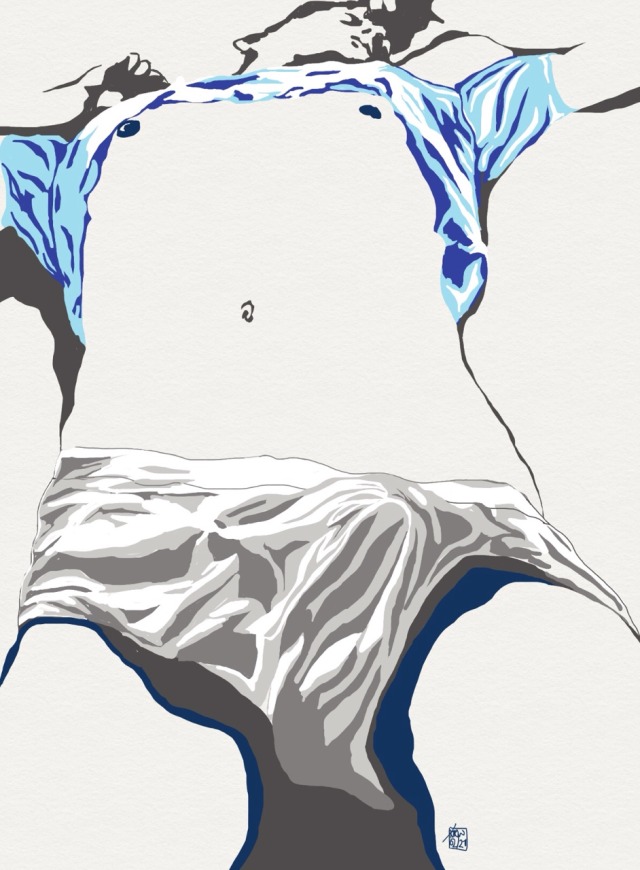 kwa56-blog:Studio study: Clothed figure in perspective.Acrylic
