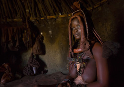   Woman Wearing Wedding Headdress In Himba Tribe, Epupa, Namibia,