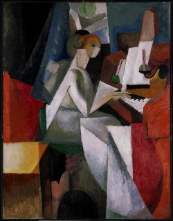 kafkasapartment:  Woman at the Piano, 1914. Albert Gleizes. Oil