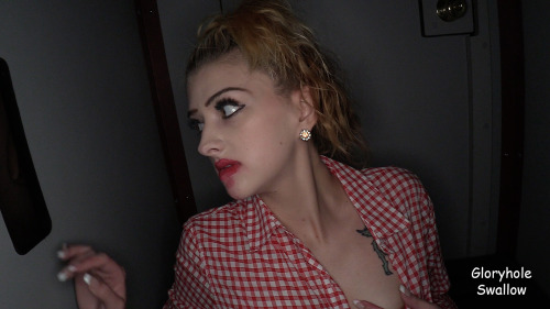 Hot teen blonde on her knees like the good cock worshiper she is during her first visit to the Gloryhole.Â  Her slutty mouth with pouty dick sucking lips was ready to suck off every stranger that showed up.http://GloryholeSwallow.com