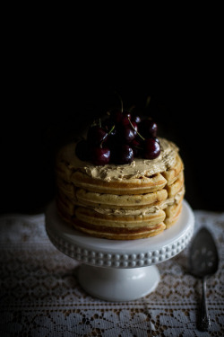 teaandtext:  Brown Butter Maple Waffle Cake with Sorghum Meringue