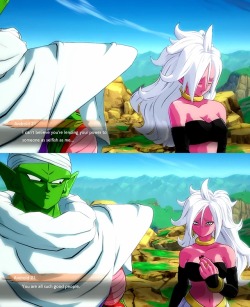 emerald-octopus:Piccolo and Android 21 share a moment