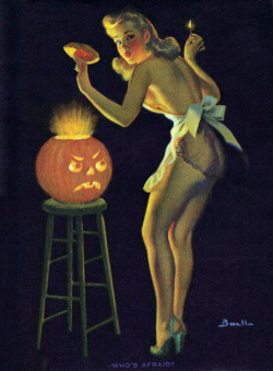 gravesandghouls:  31 Days of Halloween pin-ups 15/31   ”Who’s