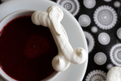 365daysofhalloween:  Blood Red Hot Chocolate and Meringue Bones