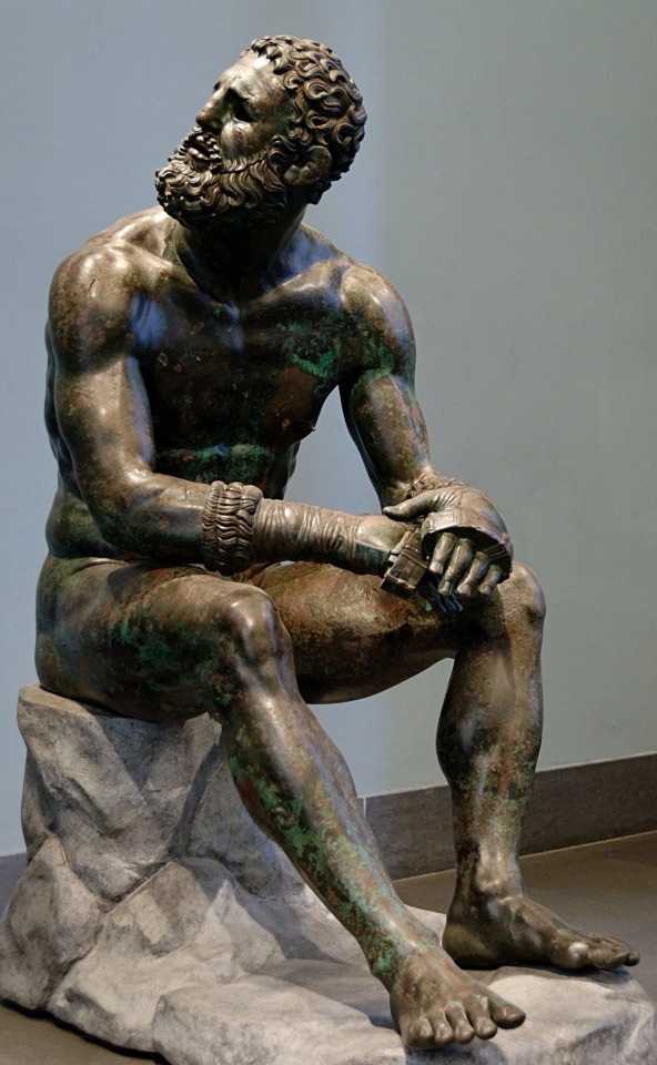 phoenix-50:The bronze Boxer at Rest, also known as the Terme