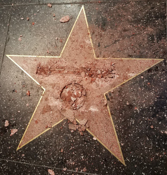 mexicanheaux:  hman:    â€œâ€¦Trumpâ€™s star on theÂ Hollywood Walk of Fame was destroyed early Wednesday morning in what looks to be a Tinseltown first.â€  Tbh what eyeshadow palette is this from 