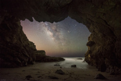 just–space:  The galactic core from a sea cave, by Jack