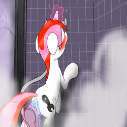 datte-before-dawn:  Righty Tighty showering, giving in to her