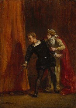 books0977:  Hamlet and His Mother (1849). Eugène Delacroix