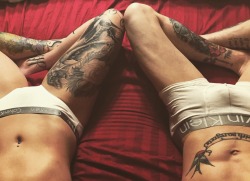 planethate:  @shewenttowonderland and I in our matching CK underwear.