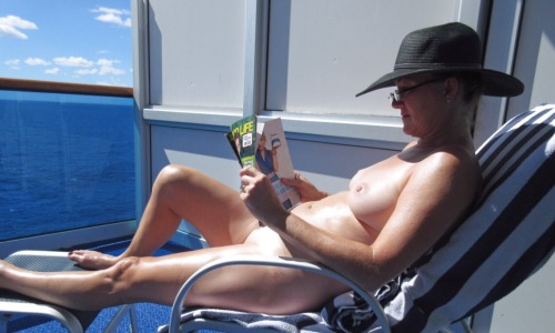 Beautiful mature brunette basking nude in and out of the stateroom!!!  Cruise Ship Nudity!!!  Share your nude cruise adventures with us!!!  Submit here, or email them to: CruiseShipNudity@gmail.com