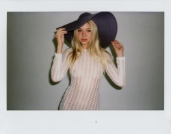 americanapparel:  Jessie in the Crochet Long Sleeve Dress &