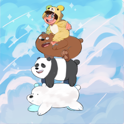 chinesebunspoko:  ADVENTURE TIME WITH 3 BEARS AND A SMOL BEAR