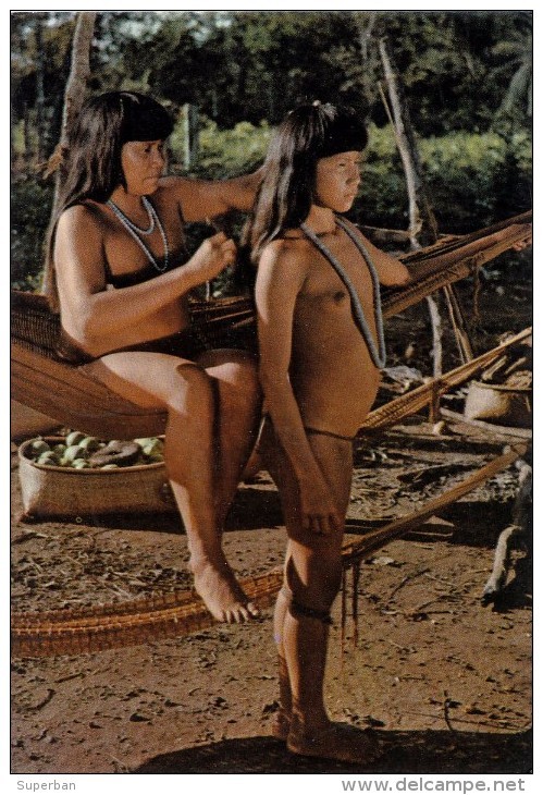 Brazilian Xingu women. Via Delcampe.   