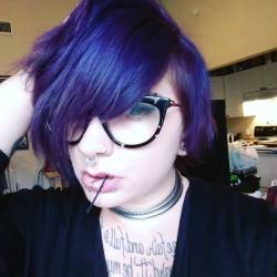 darkstalkergirl:  I got bored and this happened #manicpanic #purplehair