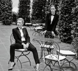 blondiepoison:  Cate Blanchett and Emily Blunt suited up for