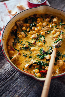 yumi-food:  Green Chickpea and Coconut Curry with Swiss Chard |