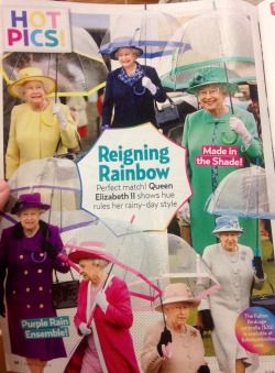 youngstero:  the queen matches the brim of her umbrella with