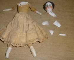 hazedolly: Broken antique china head dollPhoto credit: eBay seller