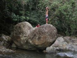A heart rock in a river in Puerto Rico