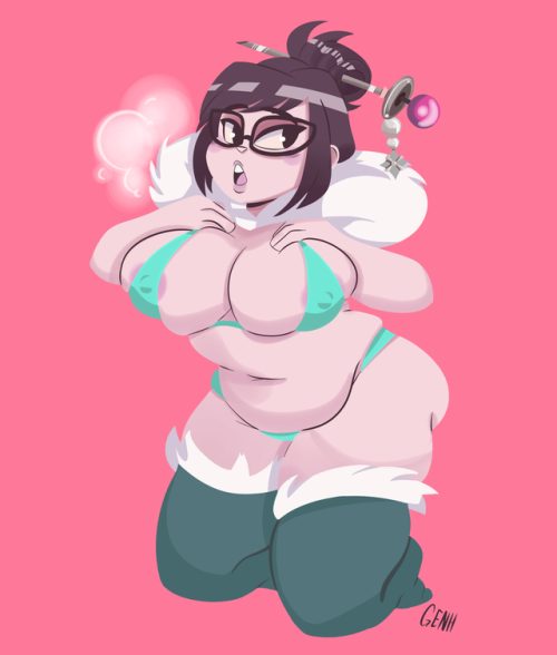 grimphantom2:  gray-eggs-n-ham:Mei was the winner for the overwatch lewd art poll ovo!also i just felt like including a little process gifCommission Info Extra thicc Mei@feathers-butts