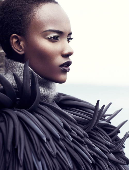 lamusenoire:   Grey Zone:The Lovely Herieth Paul for the September 2013 edition of Fashion Magazine Photos:Chris Nicholls.  Stylist: Zeina Esmail Makeup/Hair: Tony Masciangelo  