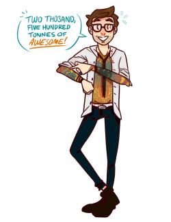 kelly-draws:  newt wanted to show off all his wicked kaiju tats