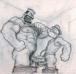 scottsbluelife:  Bluto & Popeye take each other on…Cock