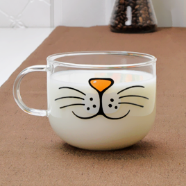 momoiro-megane: ♡    Funny Cat Beard Glass Mug    ♡    