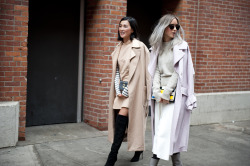topshop:  Girls own the trench in high heels and ice cream shades. 
