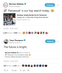 profeminist: Merriam Webster:  Pansexual’ is our top search