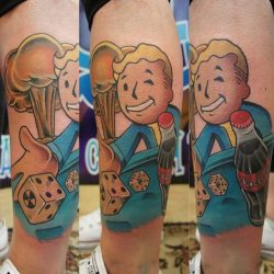epicgamerink:  Fallout tattoo done by @jonpotter_twistedimage.