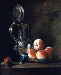 Pewter Jug with Basket of Peaches, Plums and Walnuts Jean-Baptiste-Simeon