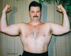 wrestlerswrestlingphotos:  thick moustache powerlifter man