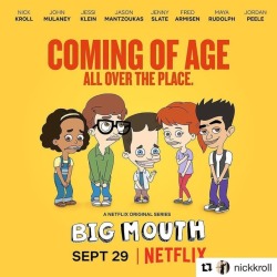 Had to #Repost @nickkroll post!! This show is highlarious and edgey with its no apology bluntness! I’d say don’t binge watch it in a night. Savor the 10 episodes over 2-3 days!!  ・・・ Here’s the poster for my new show #BigMouth. Its a show