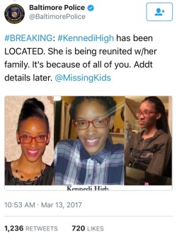 la-femininemystique:Kennedi has been found!! This is a blessing!