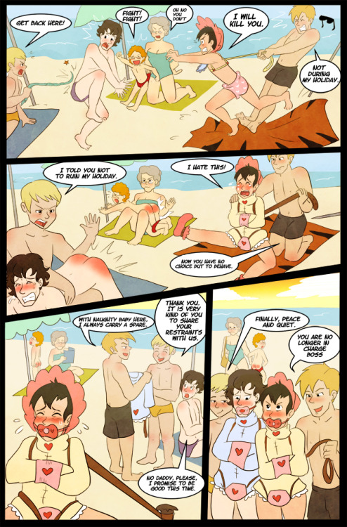 arkhamsdiaperpail:(AND BONUS BACK COVER)     It’s Summertime! And that means trips to the beach! YAY! I take some comfort knowing that I’m not the only one with Spanking fantasies tied to beach visits. I grew up near the beach and Spankings