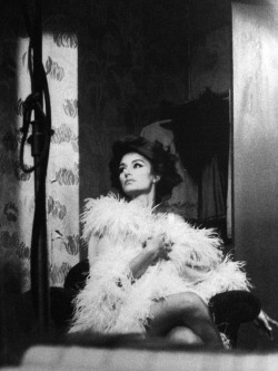 iznogoodgood:  Anouk Aimee on set, circa 1960’s. 