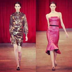 csiriano:  Gold lamé top and skirt (left) and pink metallic