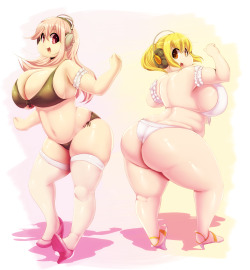 Drew some Sonico and Pochaco fanart.