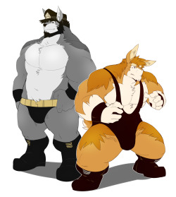 gengacanvas:  Jerome and Flip, two OCs of mine I will be using as main characters for comic pages I’m working on to be included in Furry Suplex 2 comic anthology. :) 